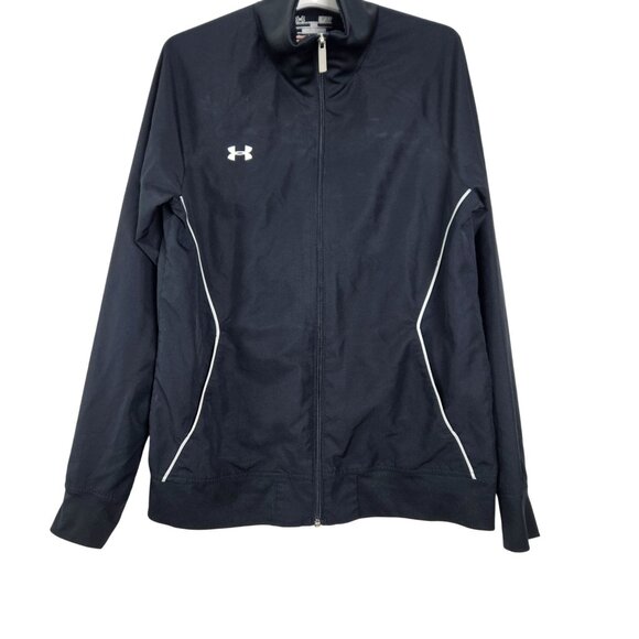 Under Armour Womens Windbreaker Black Full-Zip Jacket Size S Loose Fit Light - Picture 1 of 6